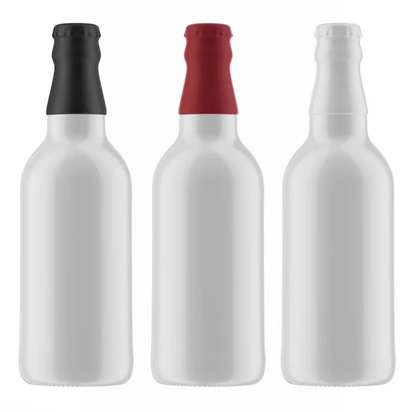 White bottles of cold beer — Stock Photo, Image