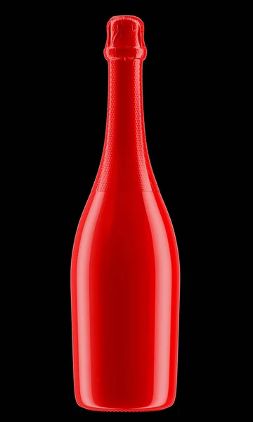 Röd Champagne flaskan — Stockfoto