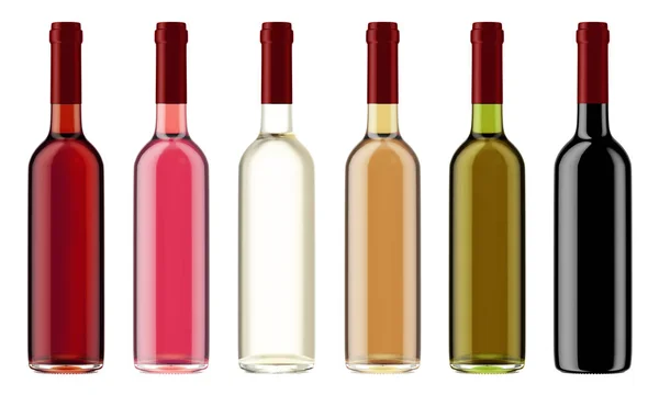 Vino colorido botellas transparentes — Foto de Stock
