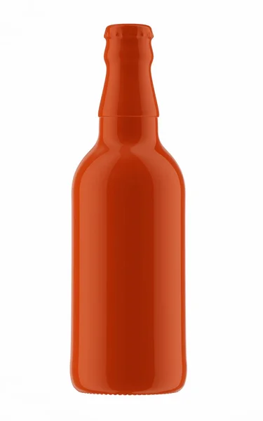 Orange bottle of cold beer — стоковое фото