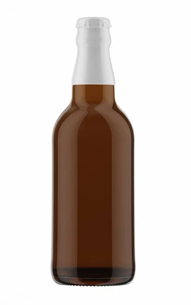 Bílý top na hnědá láhev piva — Stock fotografie