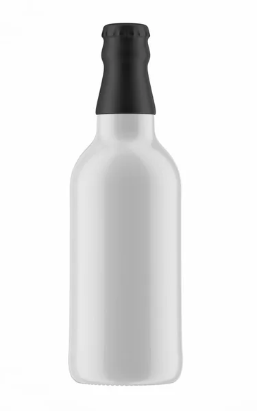 Черный верх на белой бутылке пива — стоковое фото