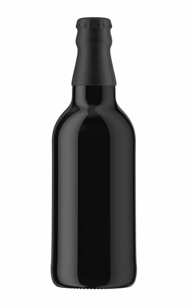 Μαύρο πάνω σε μαύρο μπουκάλι μπύρας — Φωτογραφία Αρχείου