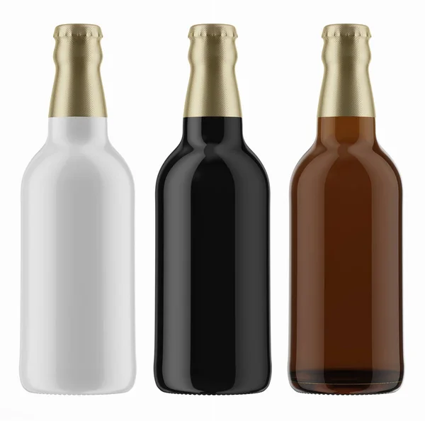 Coloridas botellas de cerveza fría — Foto de Stock