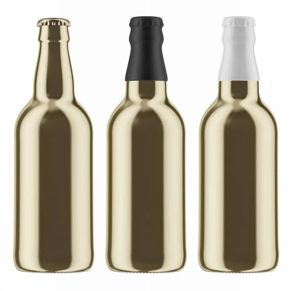 Gyllene flaskor med kall öl — Stockfoto