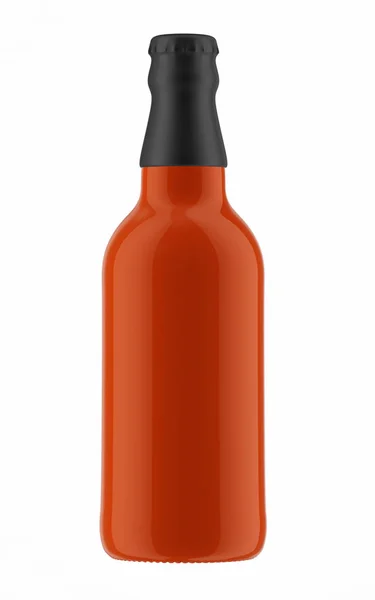 Black top on orange bottle of beer — Stock Photo, Image