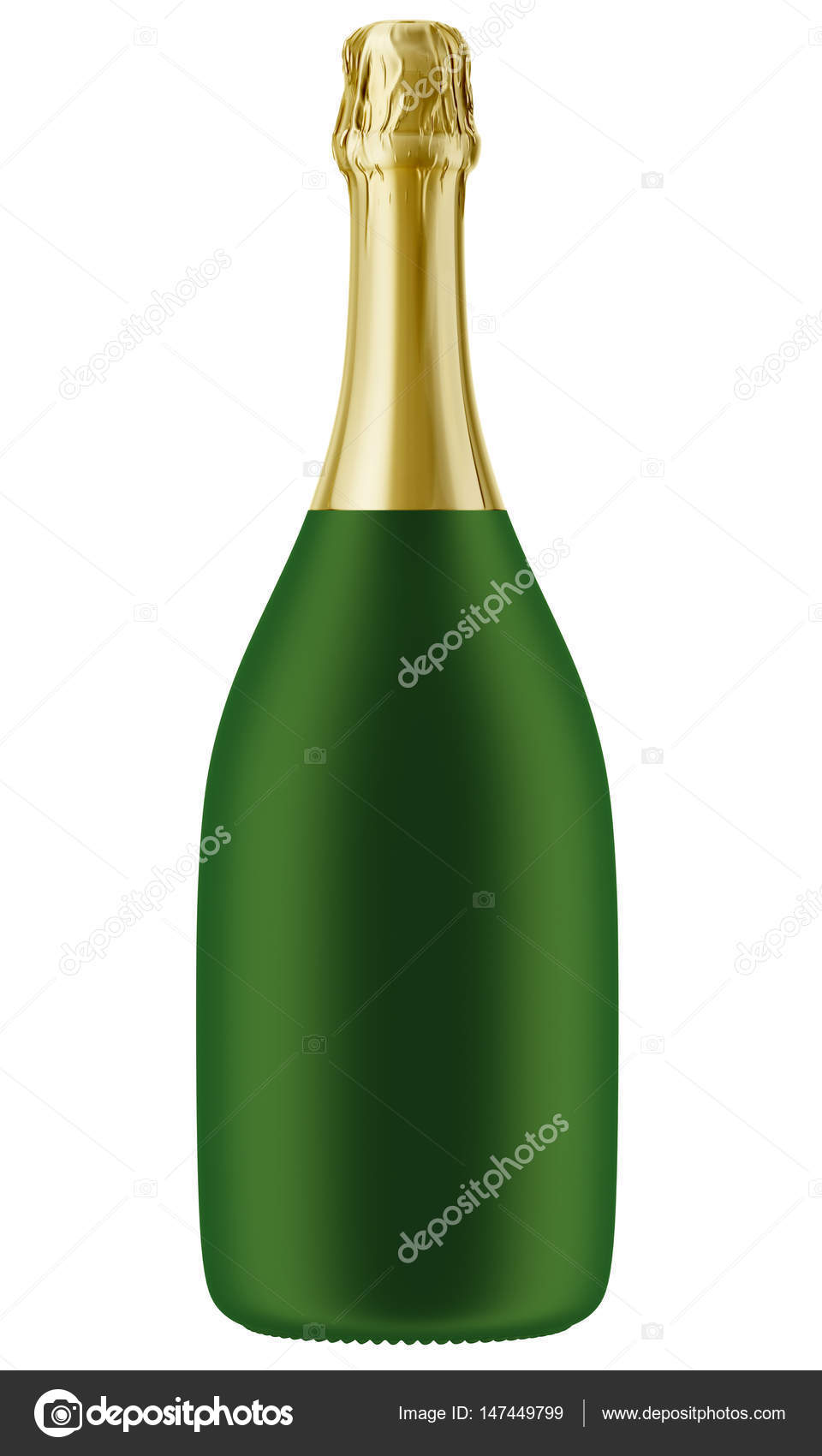 Transparent champagne bottle with golden top Stock Photo by