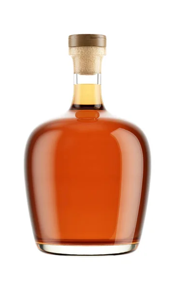 Cognac bottle with wooden bung — Stock Photo, Image