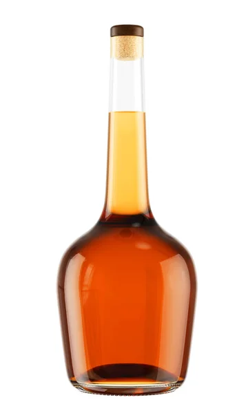 Transparente Cognacflasche mit Holzstopfen — Stockfoto