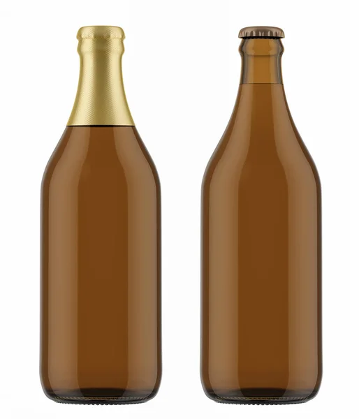 两个透明瓶冷啤酒 — 图库照片