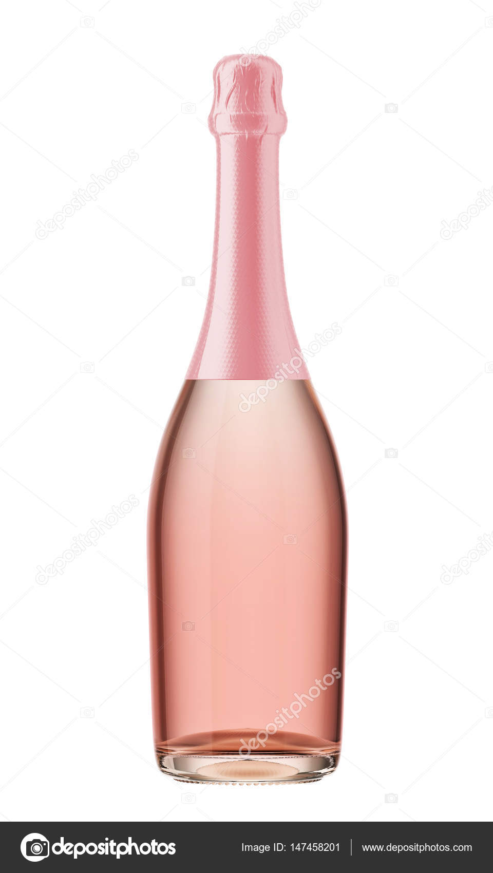 Pink top on transparent champagne bottle Stock Photo by