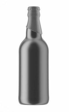 gri gümüş şişe bira üstte