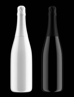 siyah ve beyaz şampanya şişeleri 