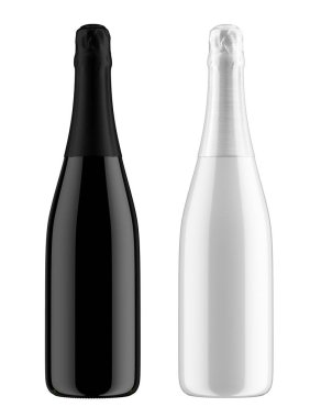 siyah ve beyaz şampanya şişeleri