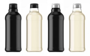 dört küçük şişe suyu için