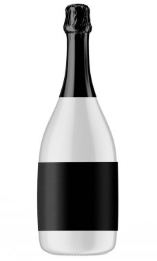 Beyaz şampanya şişesi siyah etiketli 