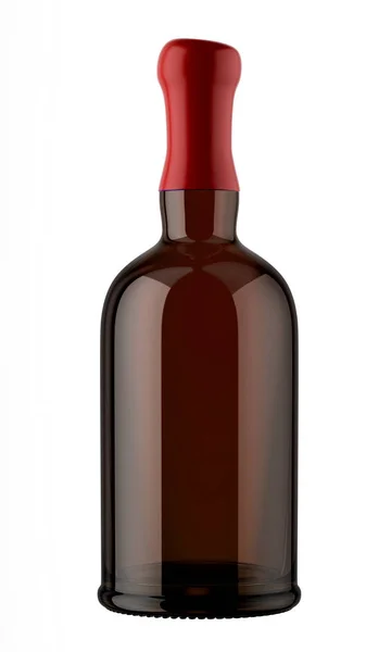 Brown rum bottle with red top — Stock Photo, Image