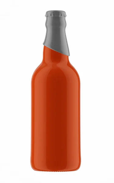 Grey top on orange bottle of beer — Stock Photo, Image