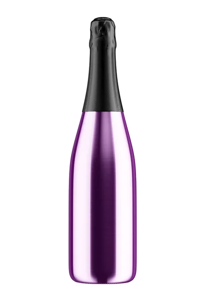 Botella de champán púrpura con tapa negra — Foto de Stock