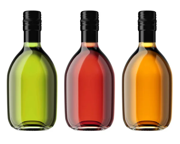 Ensemble de bouteilles de scotch colorées — Photo