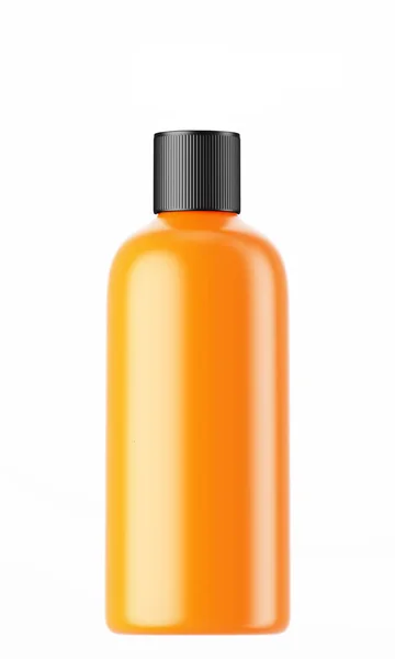 Plastic cosmetische fles met zwarte deksel — Stockfoto