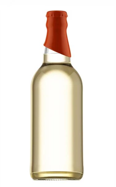 Tapa naranja en botella transparente de cerveza —  Fotos de Stock