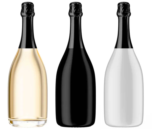 siyah üstleri ile şampanya şişeleri 