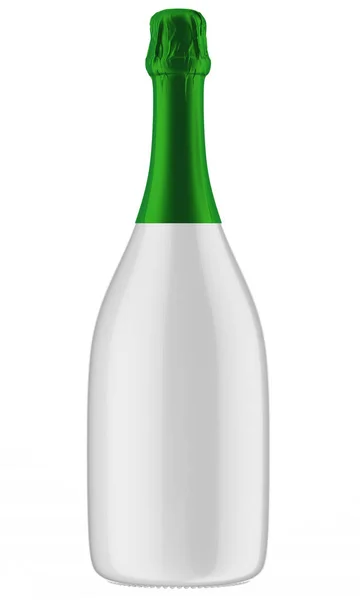Tapa verde en botella de champán — Foto de Stock