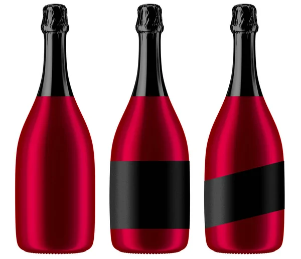 siyah etiketli kırmızı şampanya şişeleri