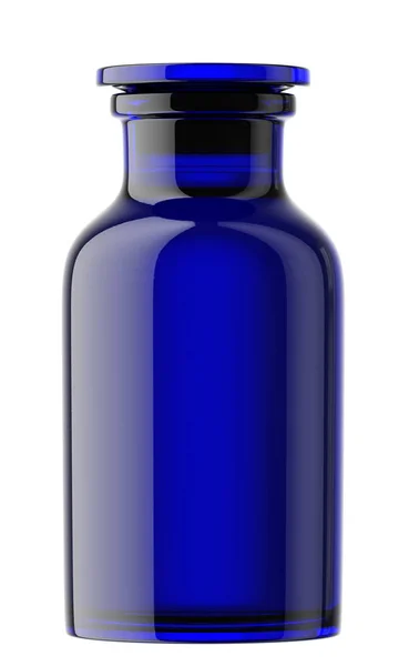 Blue empty glass bottle for juice — Stock Photo, Image