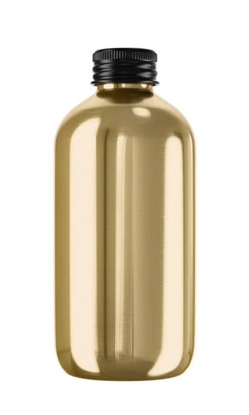 Garrafa de ouro brilhante com top preto — Fotografia de Stock