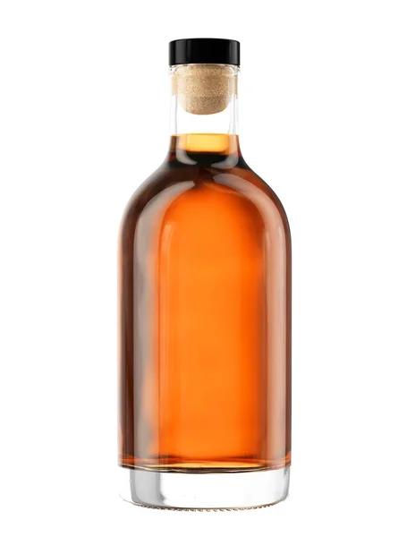 Volledige drank fles met houten kurk — Stockfoto