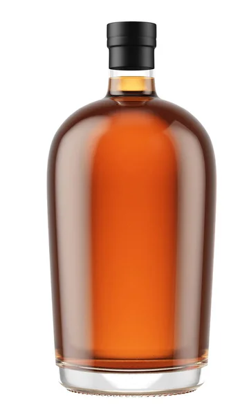 Brandy bottle with black top — Stock Photo, Image