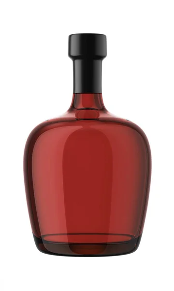 Botella de coñac transparente con tapa negra —  Fotos de Stock