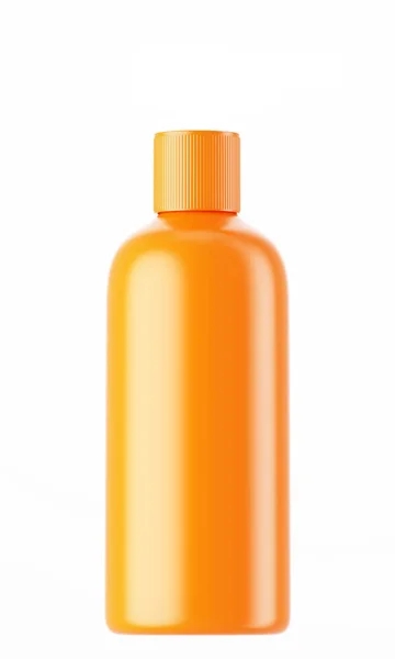 Oranje plastic cosmetische fles met deksel — Stockfoto