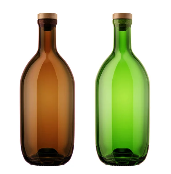 İki içki şişeleri ile ahşap mantarlar