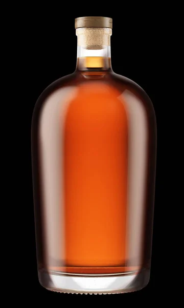 Bouteille de brandy avec grappe en bois — Photo