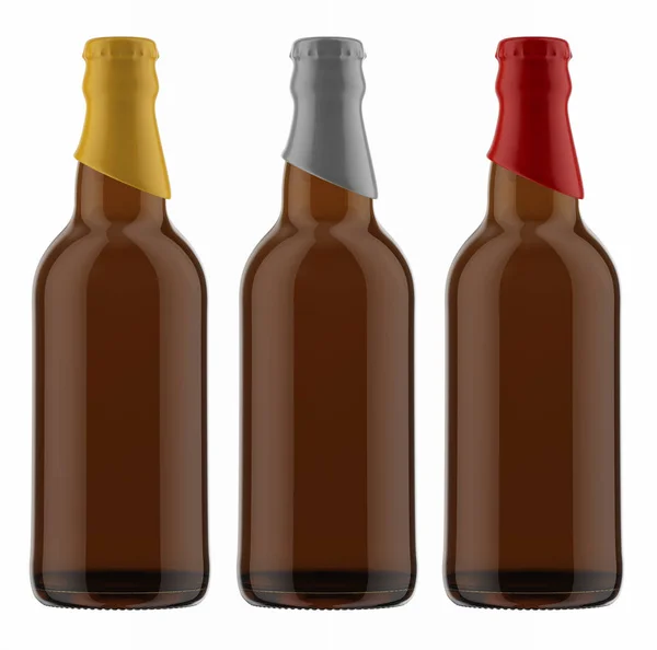 Botellas de cerveza fría marrón — Foto de Stock