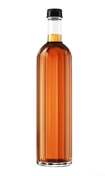 Bottiglia di rum completa con tappo nero — Foto Stock