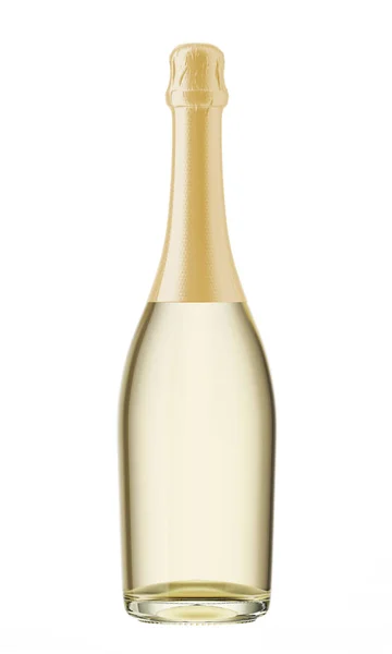 Tapa dorada en botella de champán transparente — Foto de Stock