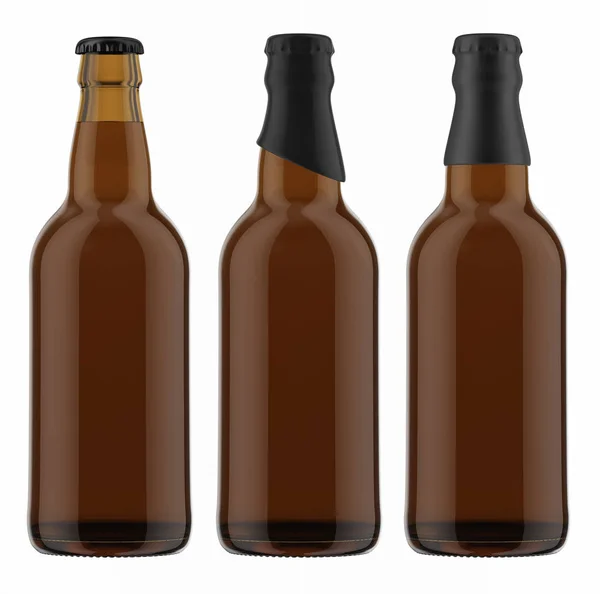 Botellas de cerveza fría marrón — Foto de Stock