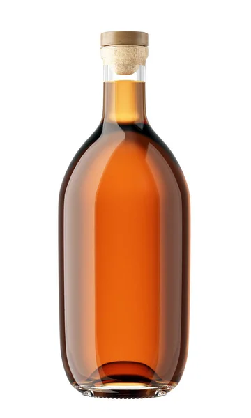 Full liquor bottle with wooden cork — Stock Photo, Image