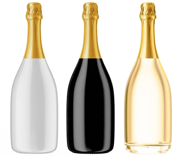 Conjunto de botellas de champán de colores — Foto de Stock