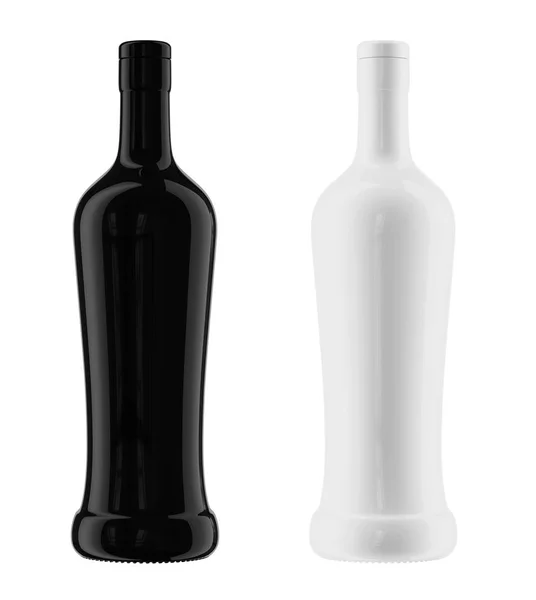 Černé a bílé láhve rumu — Stock fotografie