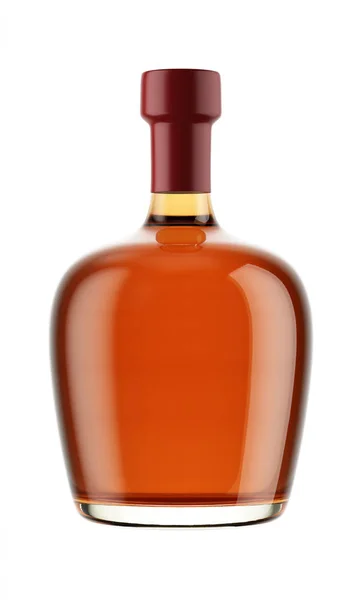 Cognac bottle with red top — Stock Photo, Image