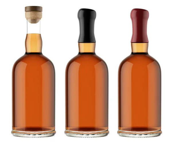 Transparent rum bottles — Stock Photo, Image