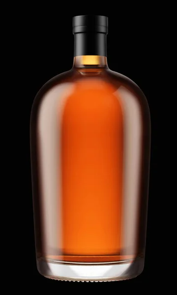 Volledige brandy fles met zwarte top — Stockfoto
