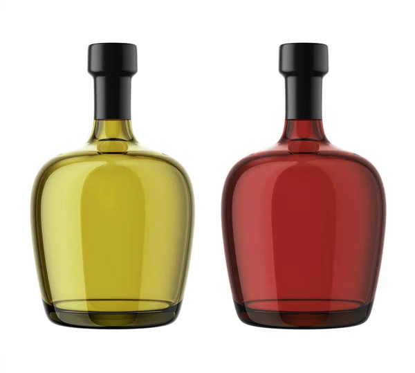 Bottiglie di cognac con cime nere — Foto Stock
