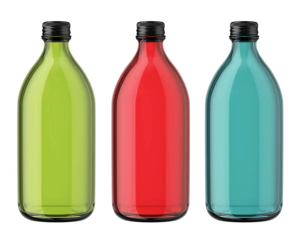 Bottiglie di vetro colorato Immagine Stock