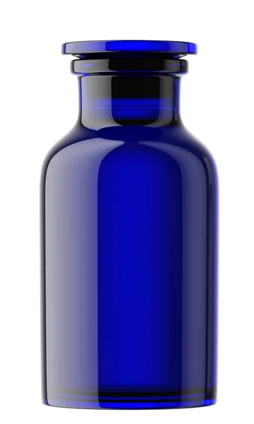 Bottiglia di vetro vuoto blu per succo Foto Stock Royalty Free